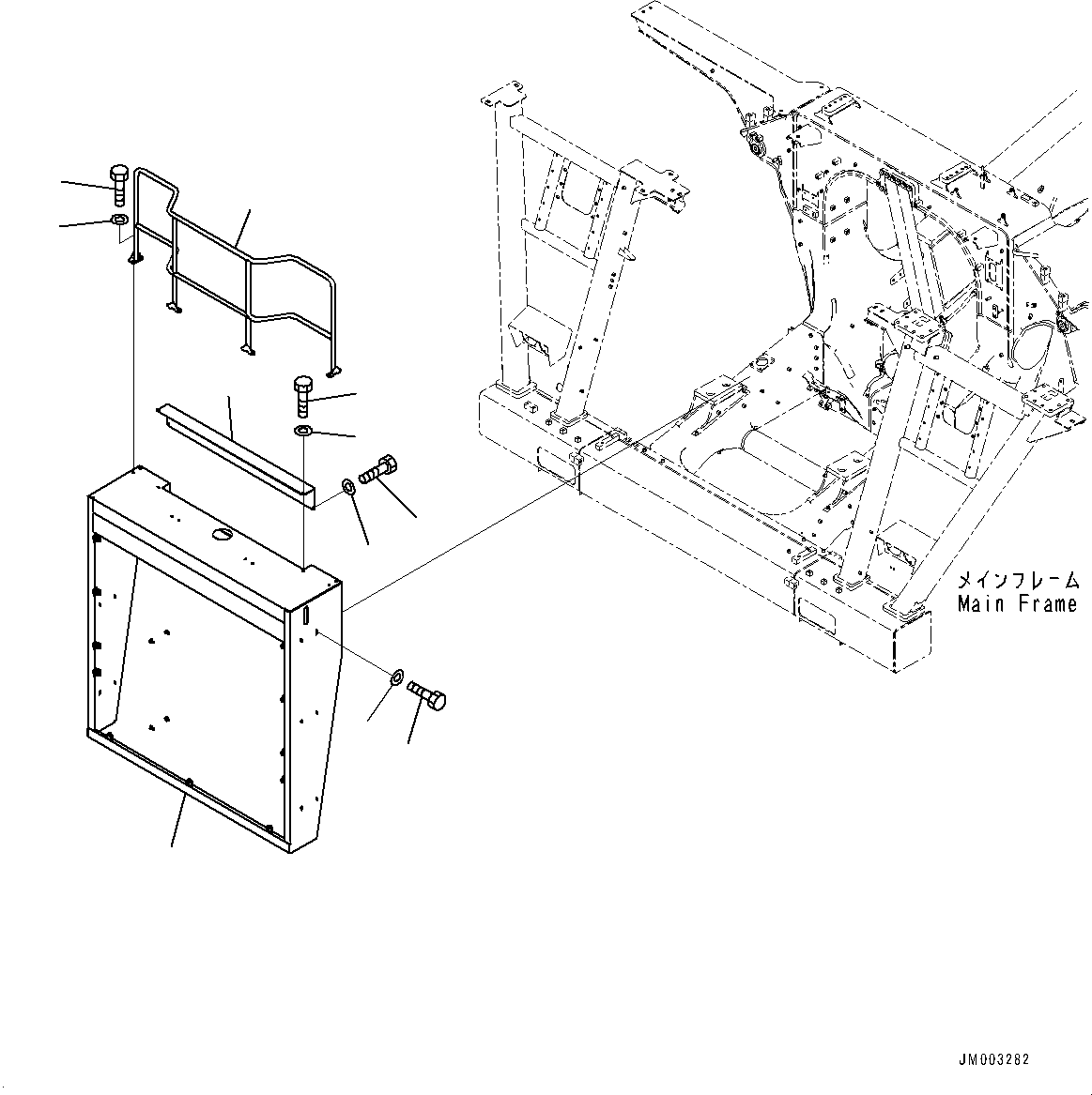 Komatsu parts book diagram for HD1500-7 S/N 80138-UP (-40 deg C) Chassis only: RADIATOR GUARD, COVER (#80138-)
