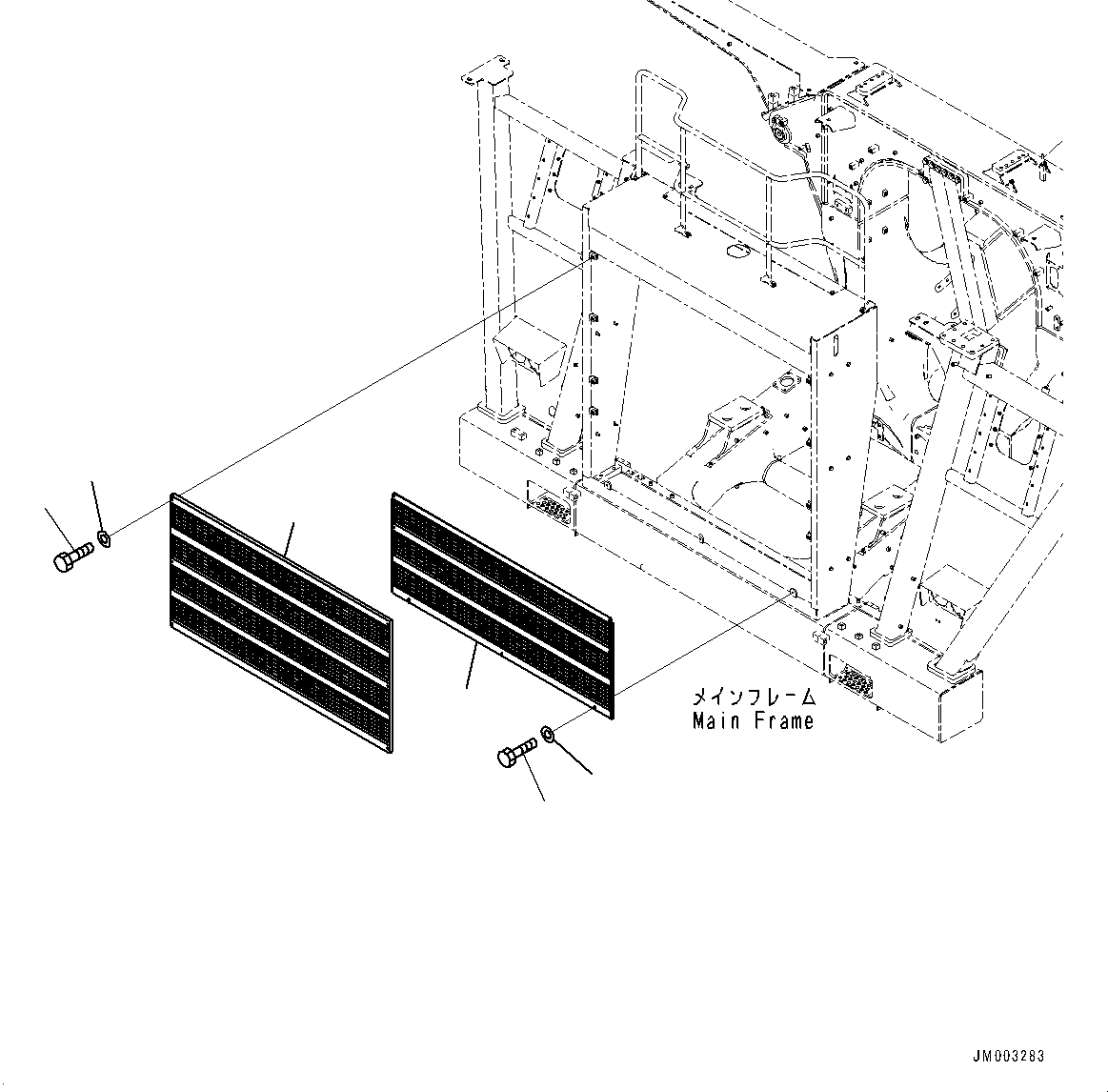 Komatsu parts book diagram for HD1500-7 S/N 80138-UP (-40 deg C) Chassis only: RADIATOR GUARD, GRILLE (#80138-)