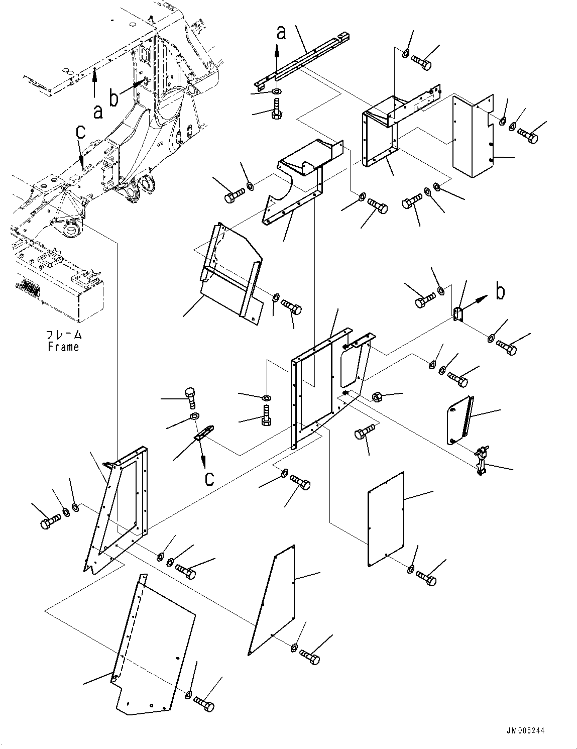 Komatsu parts book diagram for HD1500-7 S/N 80138-UP (-40 deg C) Chassis only: ENGINE SIDE COVER, L.H. (#80222-)