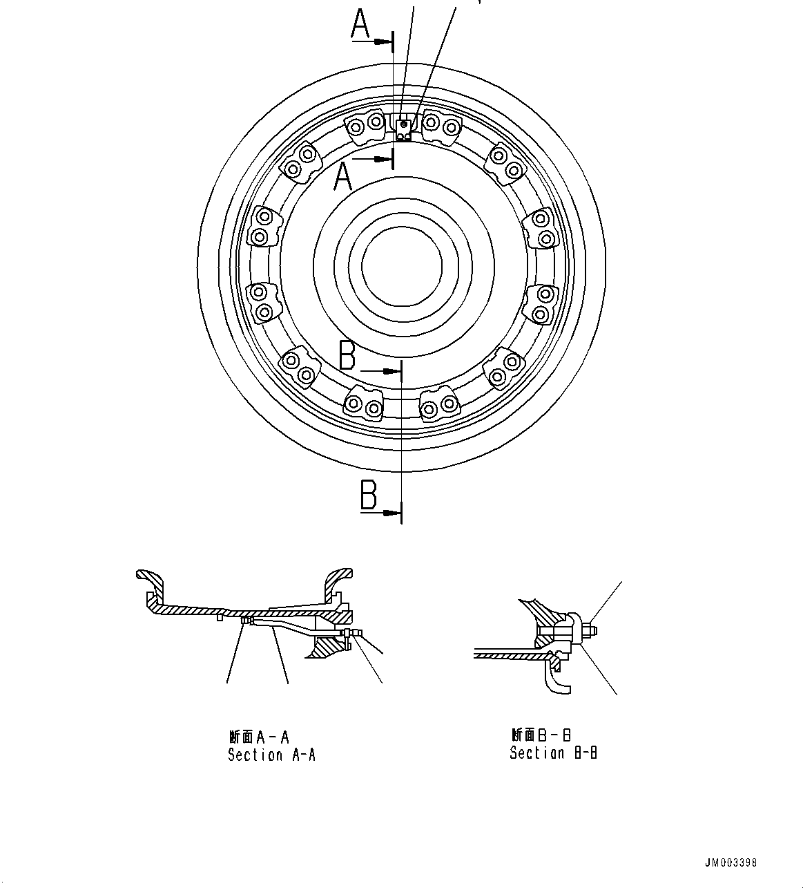 Komatsu parts book diagram for HD1500-7 S/N 80138-UP (-40 deg C) Chassis only: RIM (#80138-)