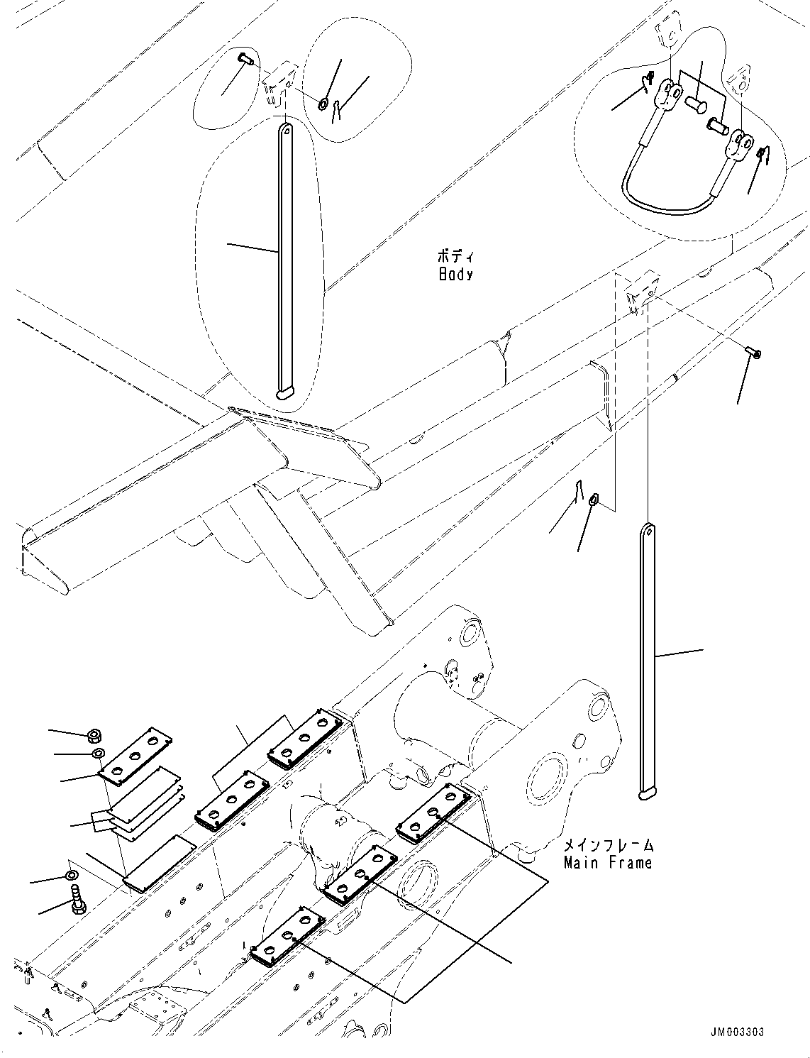 Komatsu parts book diagram for HD1500-7 S/N 80138-UP (-40 deg C) Chassis only: BODY RELATED PARTS, PAD (#80138-)