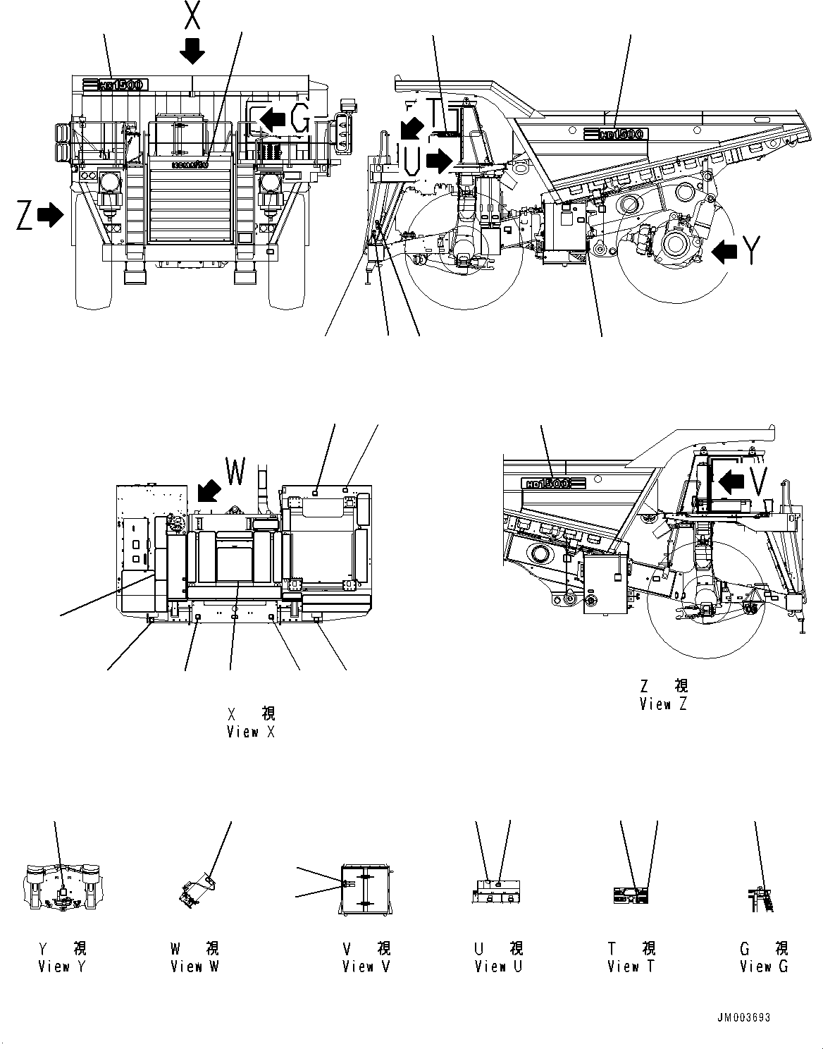 Komatsu parts book diagram for HD1500-7 S/N 80138-UP (-40 deg C) Chassis only: MARKS AND PLATES, (2/2) (#80138-)