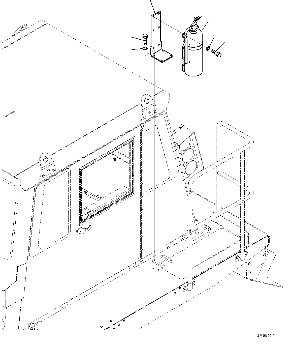 Komatsu parts book diagram for HD1500-7 S/N 80138-UP (-40 deg C) Chassis only: FIRE EXTINGUISHER (#80138-)