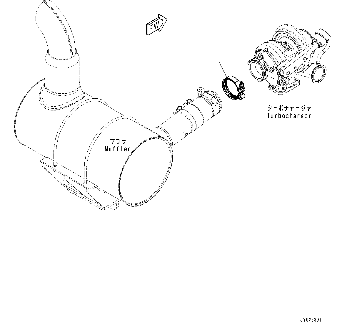 Komatsu parts book diagram for SAA6D107E-1Q S/N 26598590-UP (For PC220-8M0/PC220LC-8M0): EXHAUST CONNECTOR CLAMP (#26598590-)
