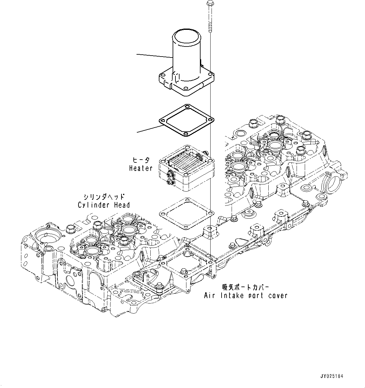 Komatsu parts book diagram for SAA6D107E-1Q S/N 26598590-UP (For PC220-8M0/PC220LC-8M0): AIR INTAKE HEATER (#26598590-)