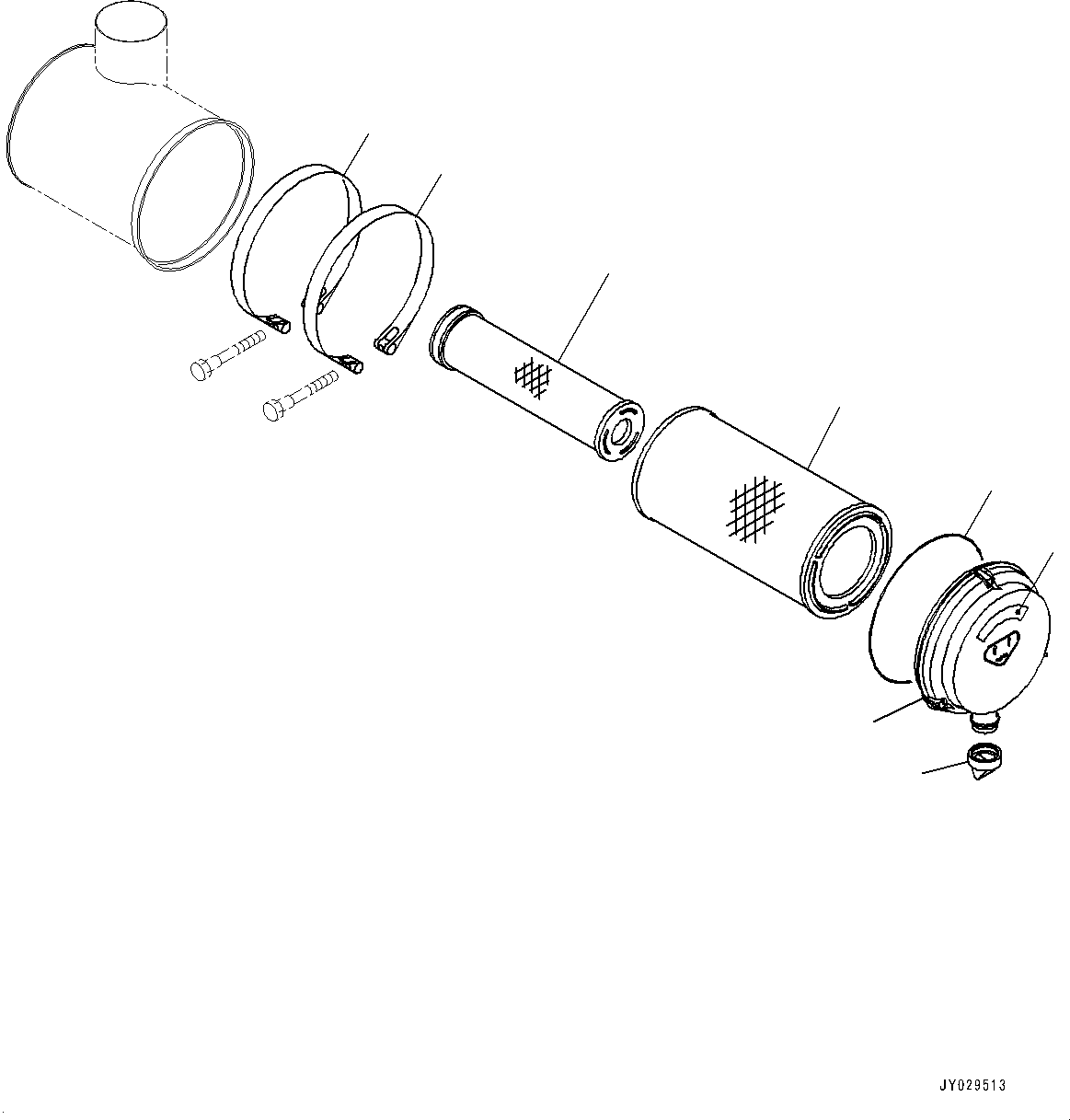 Komatsu parts book diagram for SAA6D107E-1Q S/N 26598590-UP (For PC220-8M0/PC220LC-8M0): AIR CLEANER (#26598590-)