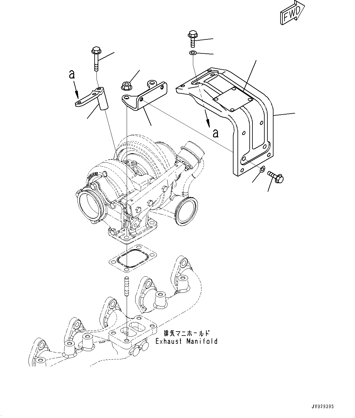 Komatsu parts book diagram for SAA6D107E-1Q S/N 26598590-UP (For PC220-8M0/PC220LC-8M0): HEAT SHIELD (#26598590-)