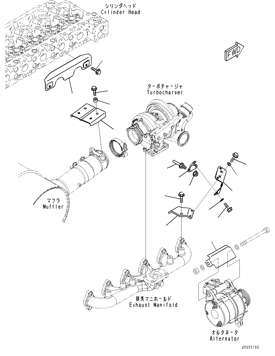 Komatsu parts book diagram for SAA6D107E-1Q S/N 26598590-UP (For PC220-8M0/PC220LC-8M0): HEAT SHIELD (#26599120-)