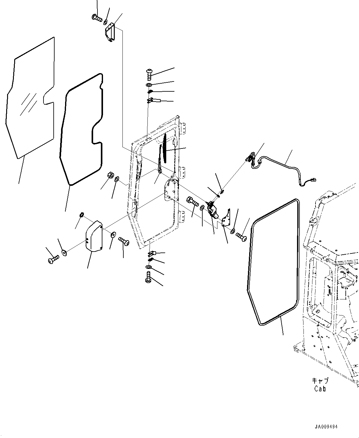 Bulldozers Komatsu / D61PXI-23 S/N 30001-UP(0000712C) / Cab, Door Damper, Window and Wiper, R.H. (#30001-)(K016005 : K0210-007005)