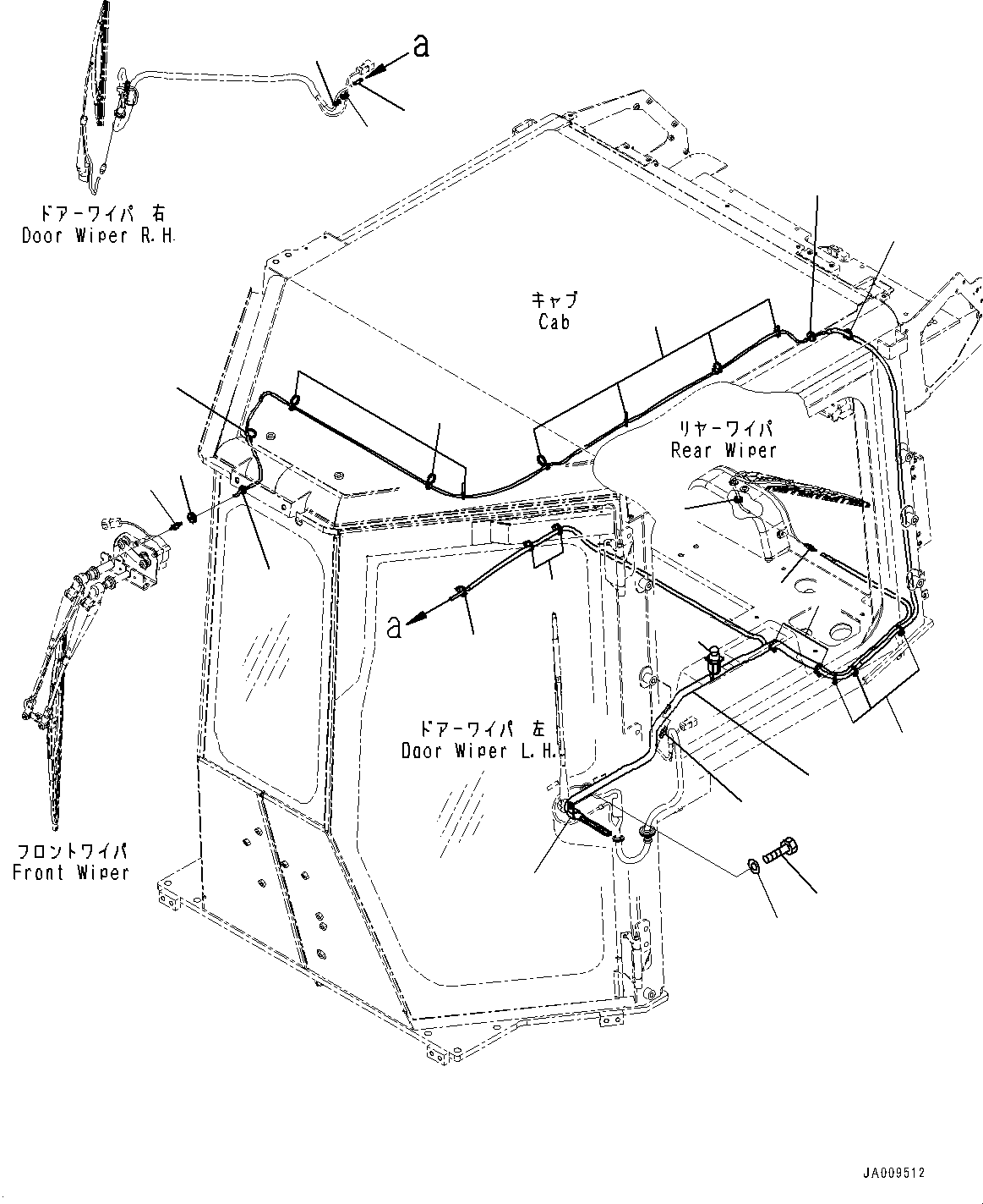 Bulldozers Komatsu / D61PXI-23 S/N 30001-UP(0000712C) / Cab, Washer Hose (#30001-)(K013015 : K0210-004015)