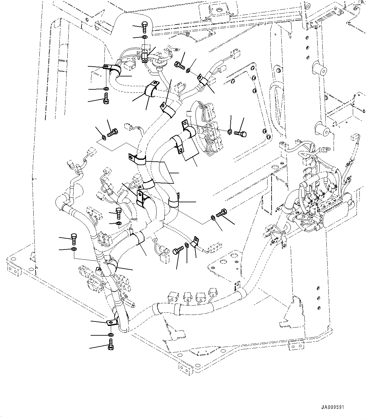 Bulldozers Komatsu / D61PXI-23 S/N 30001-UP(0000712C) / Cab, Dashboard Wiring Harness Mounting (1/2) (#30001-)(K016044 : K0210-007044)
