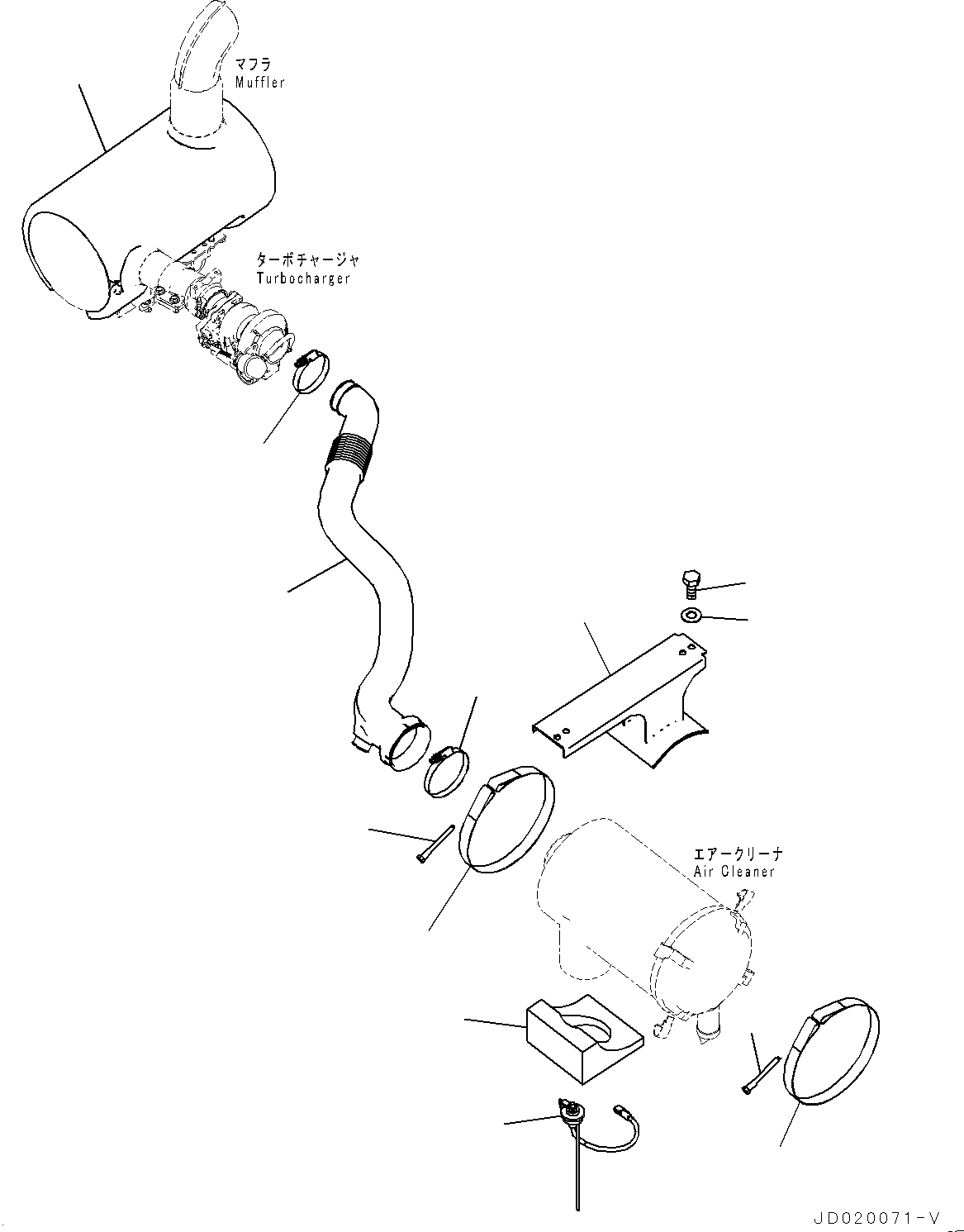 Excavators Komatsu / PC200-8E0 S/N 1118-UP (Hybrid Spec.)(0000719C) / Air Intake Connector, Air Cleaner Related Parts (#1118-)(B004001 : B0200-001002)