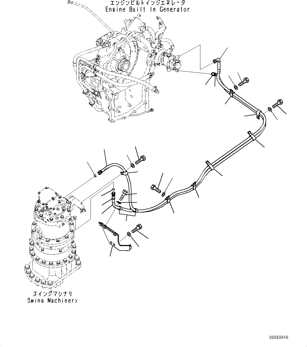 Excavators Komatsu / PC200-8E0 S/N 1118-UP (Hybrid Spec.)(0000719C) / Lubrication Piping,  (#1118-1740)(B005001 : B0600-001001)