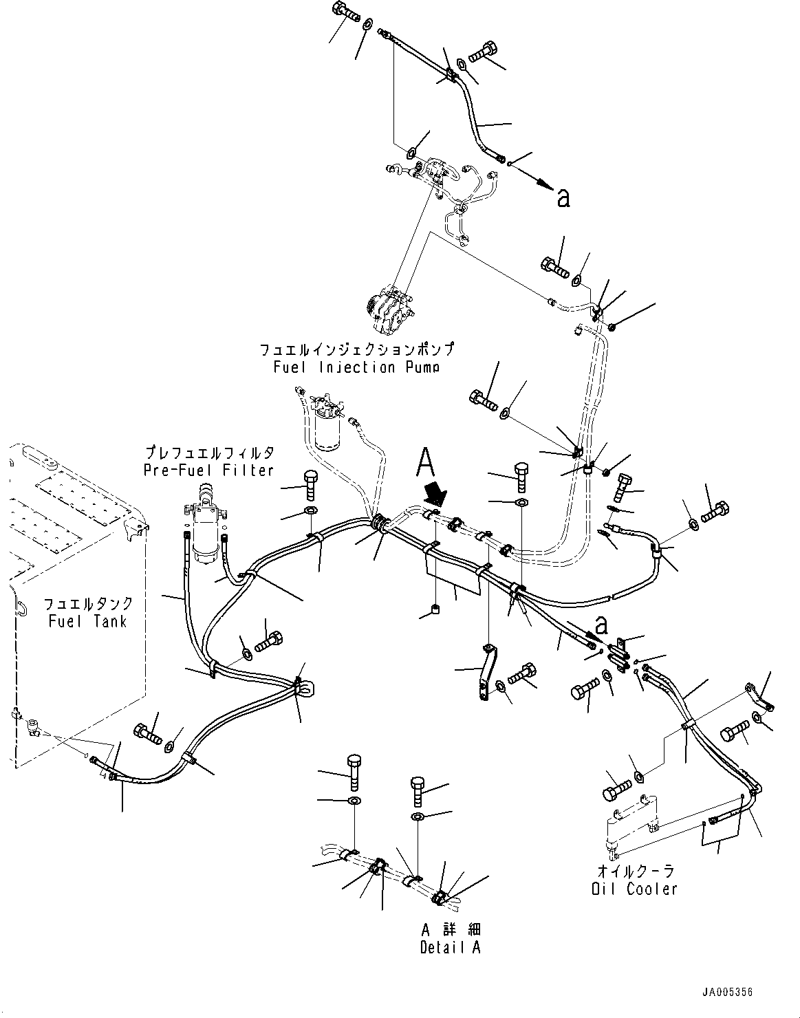 Excavators Komatsu / PC200-8E0 S/N 1118-UP (Hybrid Spec.)(0000719C) / Fuel Supply Piping, Fuel Piping (#1519-)(D002002 : D0200-001001A)