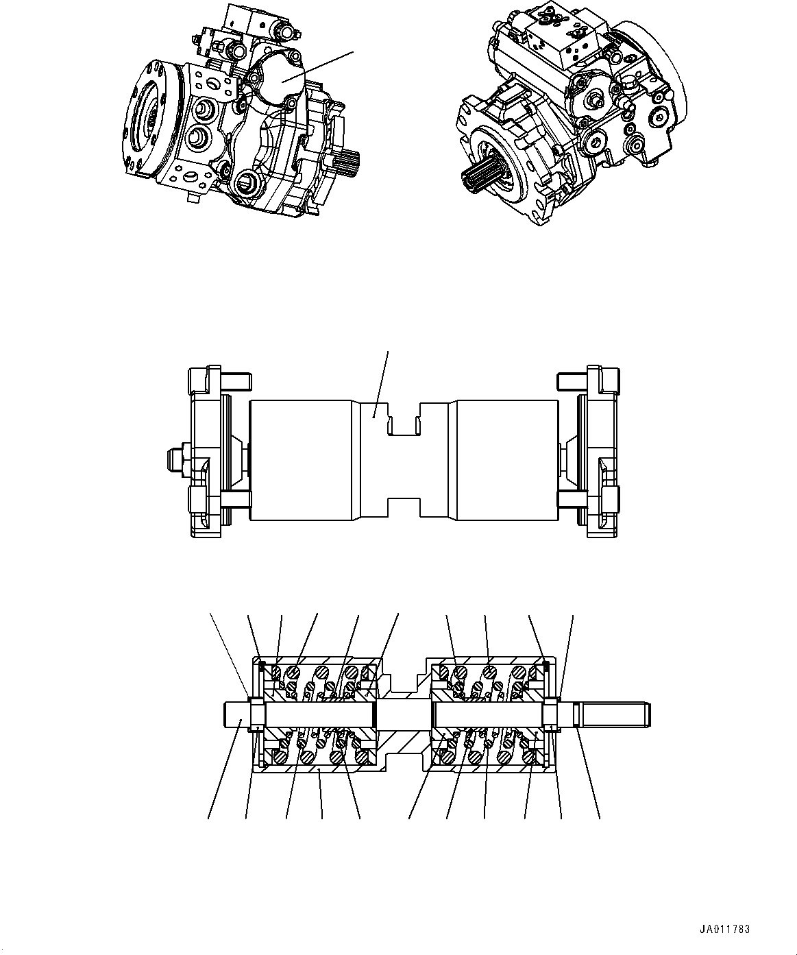 Wheel Loaders Komatsu / WA270-7 S/N 80001-UP(0000729C) / Hydrostatic Transmission (HST) Pump and Motor, Inner Parts, Pump (3/16) (#80001-80852)(F002004 : F2430-001003)