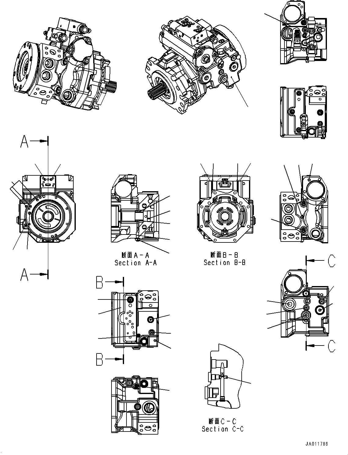 Wheel Loaders Komatsu / WA270-7 S/N 80001-UP(0000729C) / Hydrostatic Transmission (HST) Pump and Motor, Inner Parts, Pump (5/16) (#80001-)(F002007 : F2430-001005)