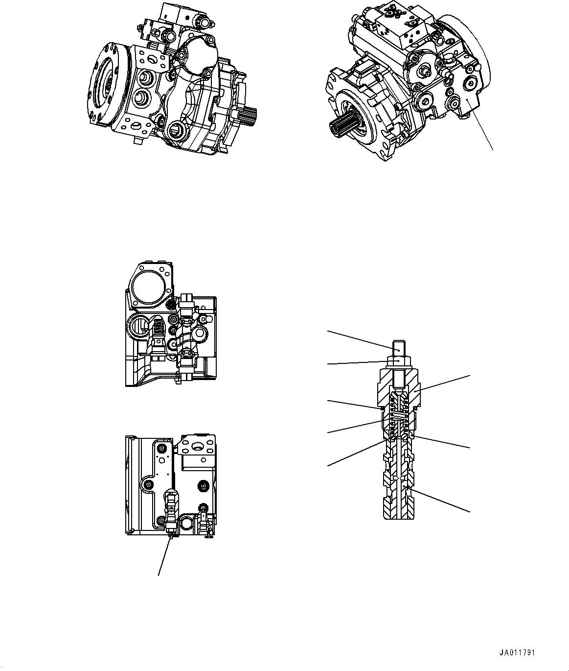 Wheel Loaders Komatsu / WA270-7 S/N 80001-UP(0000729C) / Hydrostatic Transmission (HST) Pump and Motor, Inner Parts, Pump (8/16) (#80001-)(F002011 : F2430-001008)