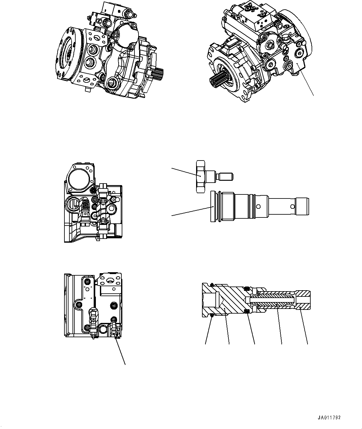 Wheel Loaders Komatsu / WA270-7 S/N 80001-UP(0000729C) / Hydrostatic Transmission (HST) Pump and Motor, Inner Parts, Pump (9/16) (#80001-)(F002012 : F2430-001009)