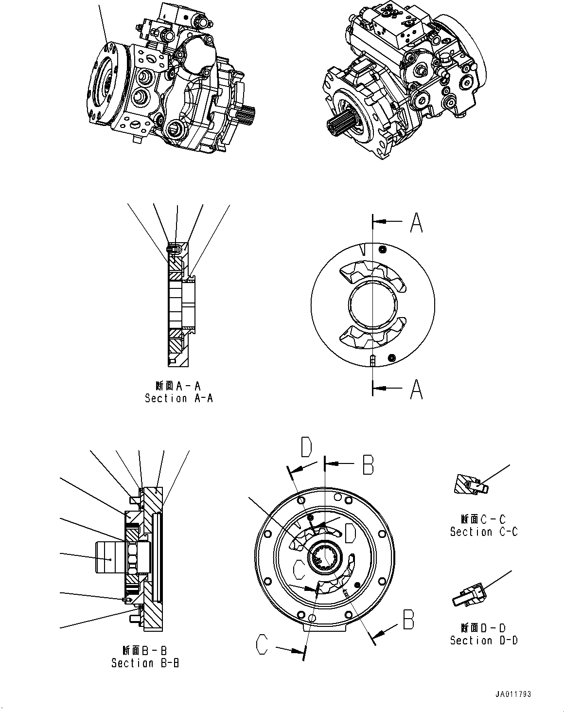 Wheel Loaders Komatsu / WA270-7 S/N 80001-UP(0000729C) / Hydrostatic Transmission (HST) Pump and Motor, Inner Parts, Pump (10/16) (#80001-)(F002013 : F2430-001010)