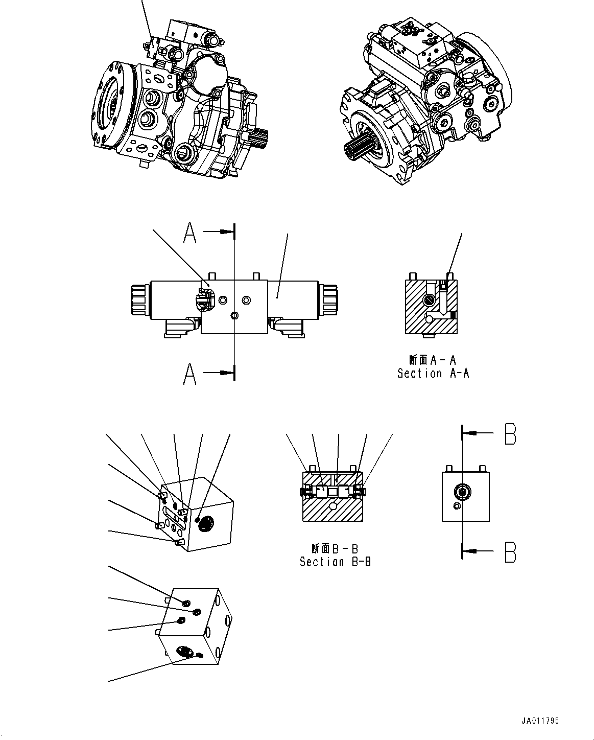 Wheel Loaders Komatsu / WA270-7 S/N 80001-UP(0000729C) / Hydrostatic Transmission (HST) Pump and Motor, Inner Parts, Pump (11/16) (#80001-)(F002014 : F2430-001011)