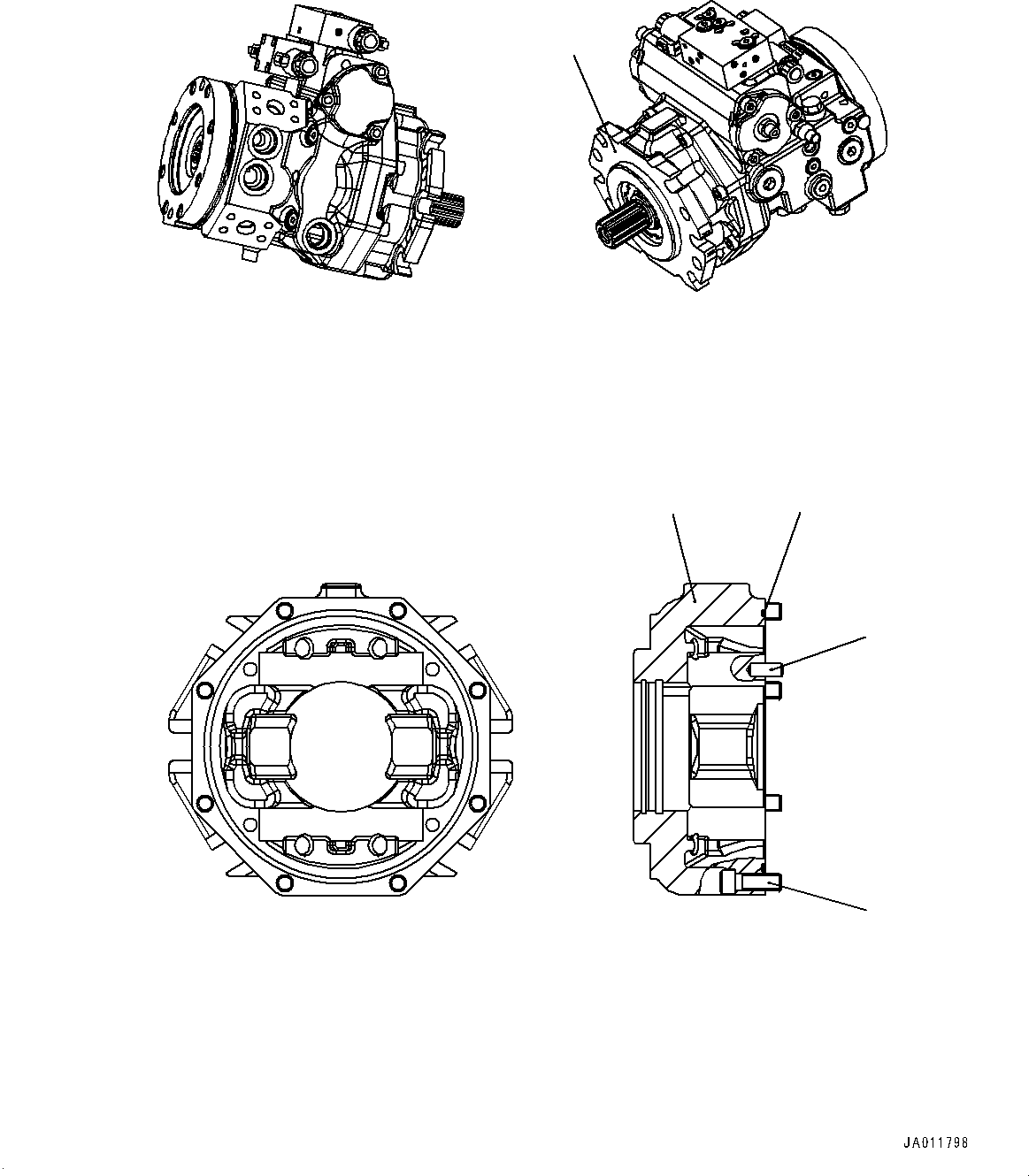 Wheel Loaders Komatsu / WA270-7 S/N 80001-UP(0000729C) / Hydrostatic Transmission (HST) Pump and Motor, Inner Parts, Pump (12/16) (#80001-80852)(F002015 : F2430-001012)