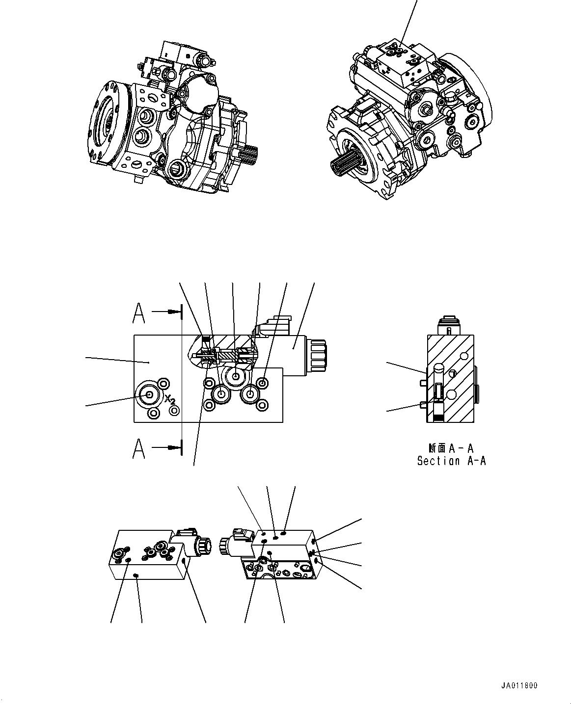 Wheel Loaders Komatsu / WA270-7 S/N 80001-UP(0000729C) / Hydrostatic Transmission (HST) Pump and Motor, Inner Parts, Pump (12/16) (#80853-)(F002016 : F2430-001012A)