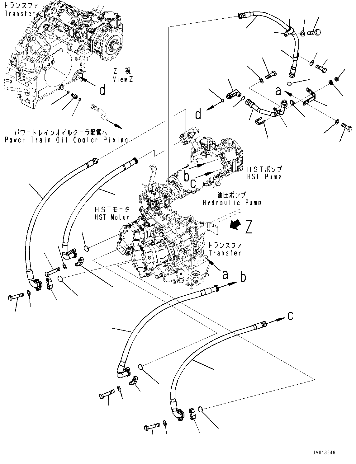 Wheel Loaders Komatsu / WA270-7 S/N 80001-UP(0000729C) / Hydrostatic Transmission (HST) Oil Piping, Motor Piping (#80001-)(F003002 : F2760-001002)