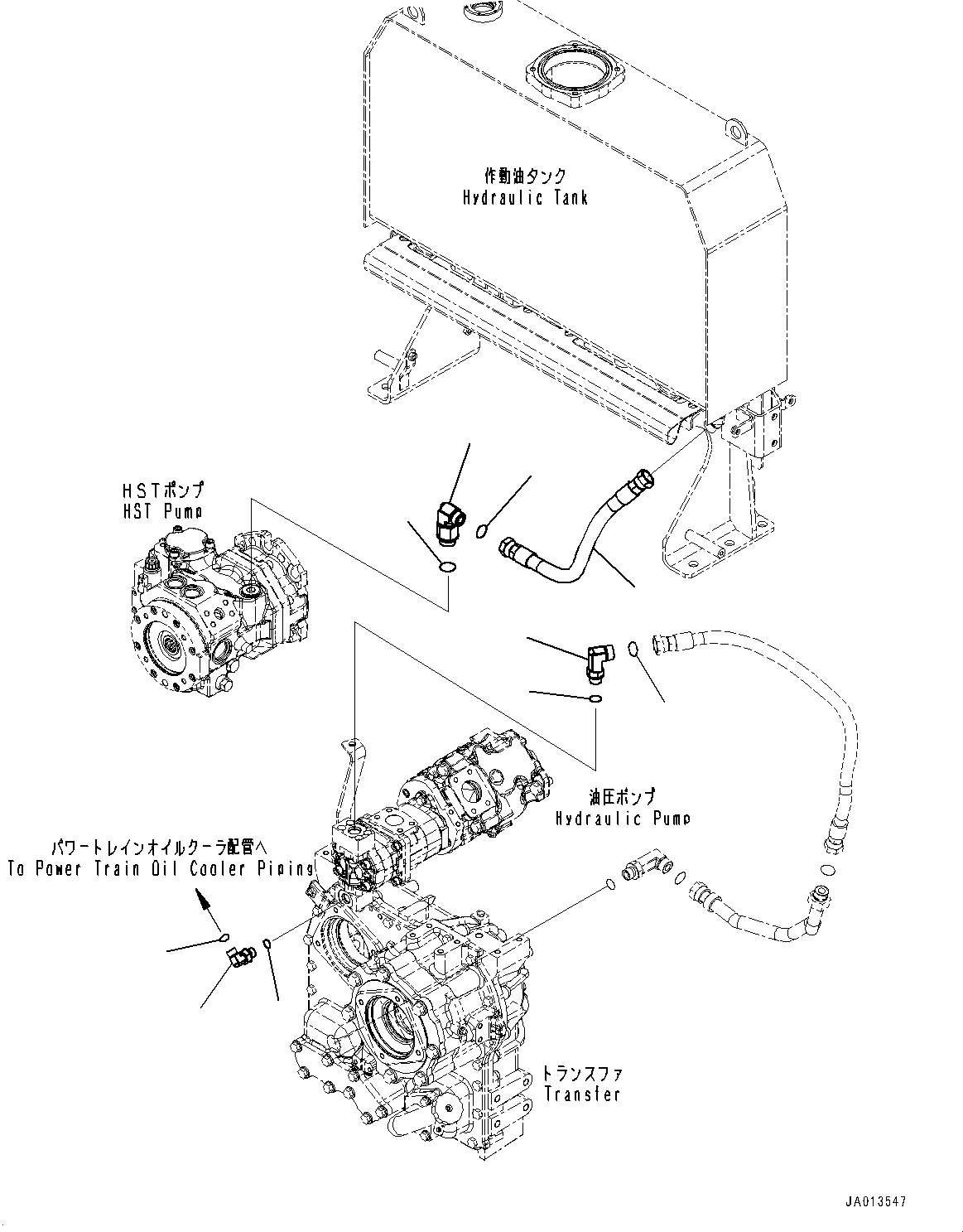 Wheel Loaders Komatsu / WA270-7 S/N 80001-UP(0000729C) / Hydrostatic Transmission (HST) Oil Piping, Filter to Pump (#80001-)(F004006 : F2760-002005)