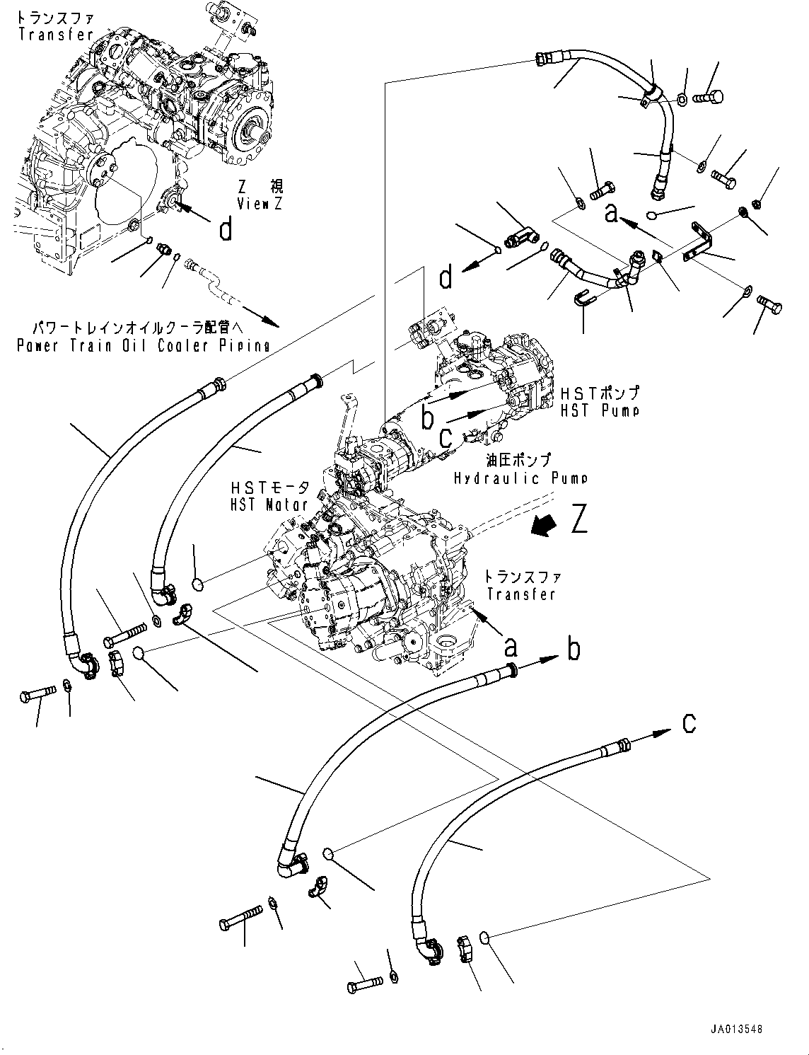 Wheel Loaders Komatsu / WA270-7 S/N 80001-UP(0000729C) / Hydrostatic Transmission (HST) Oil Piping, Motor Piping (#80001-)(F004002 : F2760-002002)