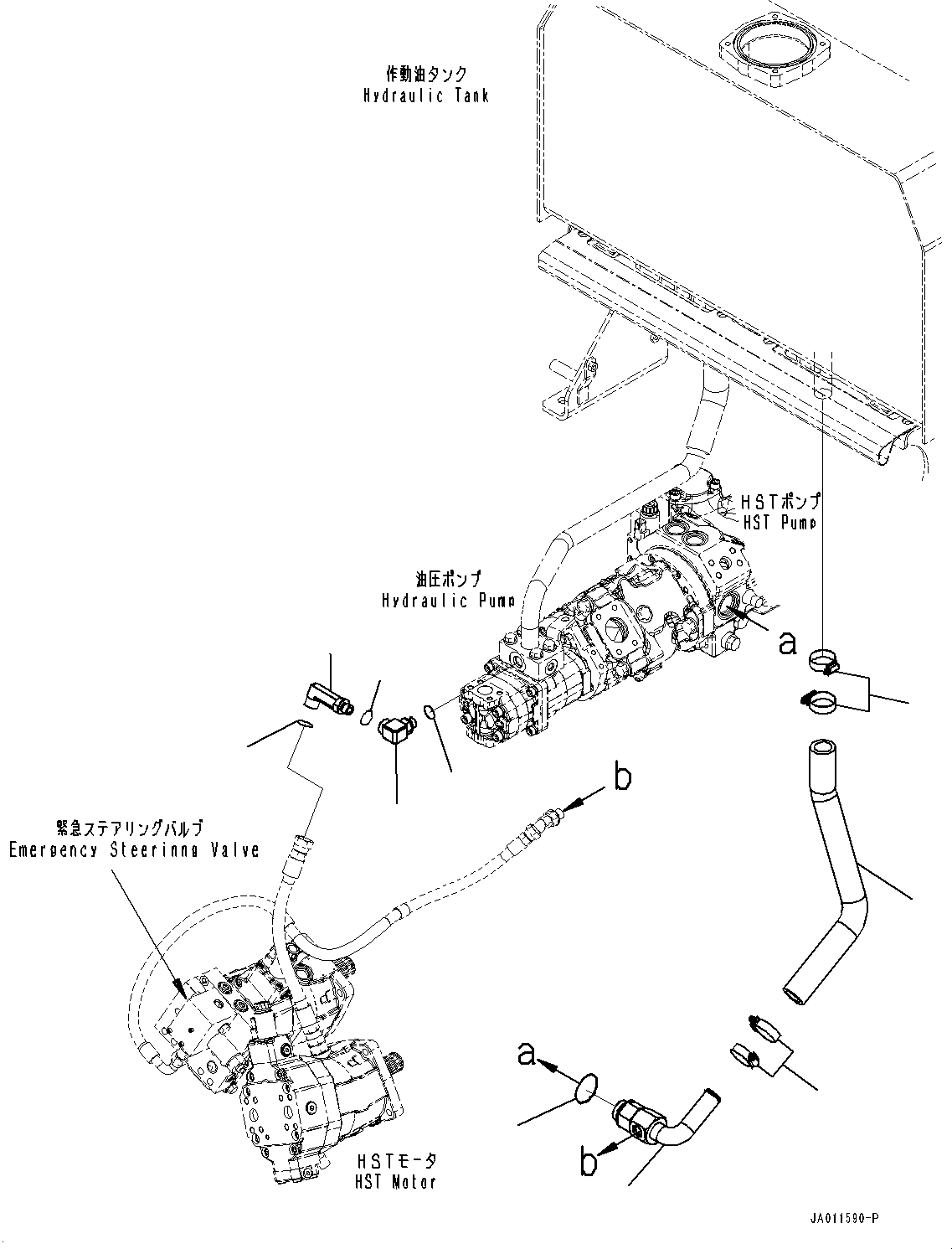 Wheel Loaders Komatsu / WA270-7 S/N 80001-UP(0000729C) / Hydrostatic Transmission (HST) Oil Piping, Charge Piping (#80001-80409)(F004003 : F2760-002003)