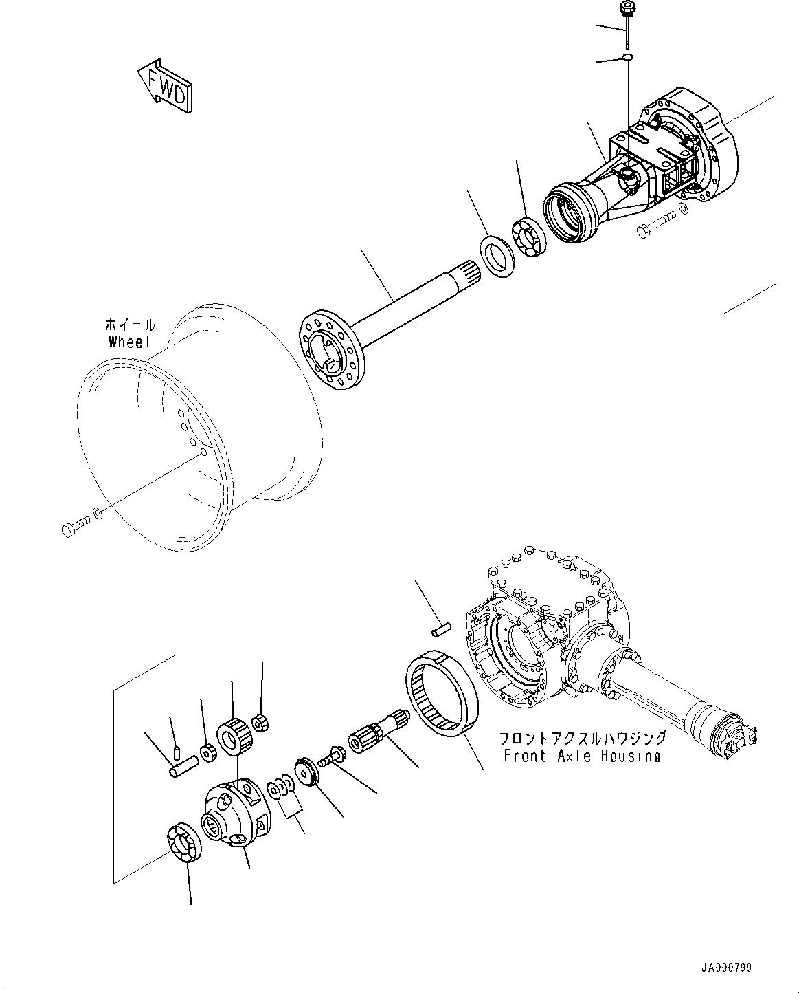 Wheel Loaders Komatsu / WA270-7 S/N 80001-UP(0000729C) / Front Axle, Final Drive and Housing, L.H. (#80001-)(F007001 : F4400-002001)