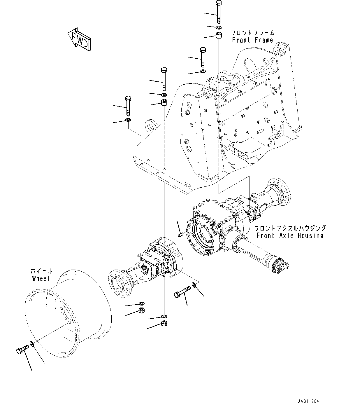 Wheel Loaders Komatsu / WA270-7 S/N 80001-UP(0000729C) / Front Axle, Cover and Brake (#80001-)(F006005 : F4400-001004)
