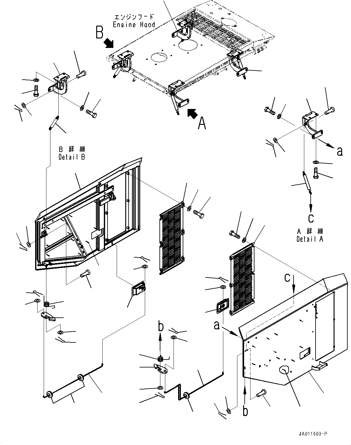 Wheel Loaders Komatsu / WA270-7 S/N 80001-UP(0000729C) / Engine Hood, Door (#80001-80441)(M001002 : M4100-001002)