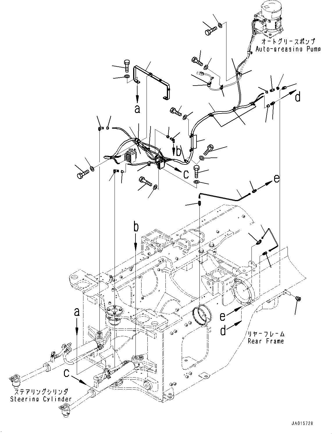 Wheel Loaders Komatsu / WA270-7 S/N 80001-UP(0000729C) / Remote Greasing System, Rear Grease Piping (#80001-)(J019004 : J4710-002004)