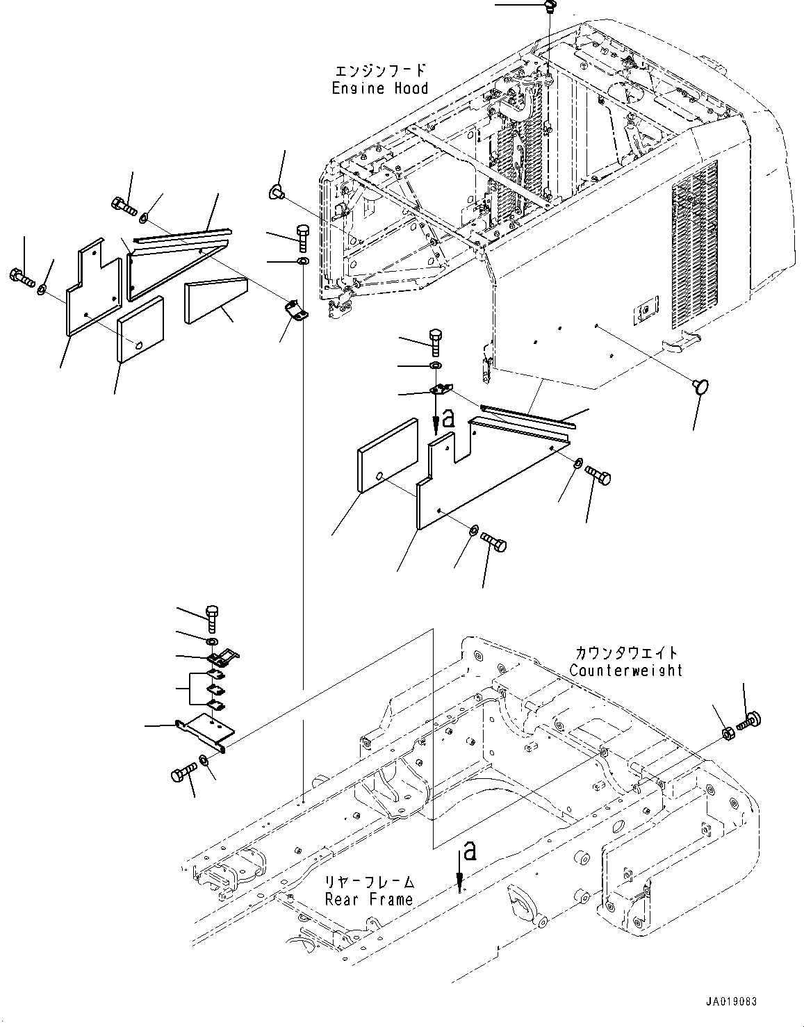 Wheel Loaders Komatsu / WA270-7 S/N 80001-UP(0000729C) / Engine Hood, Mounting (2/2) (#80001-)(M001012 : M4100-001011)