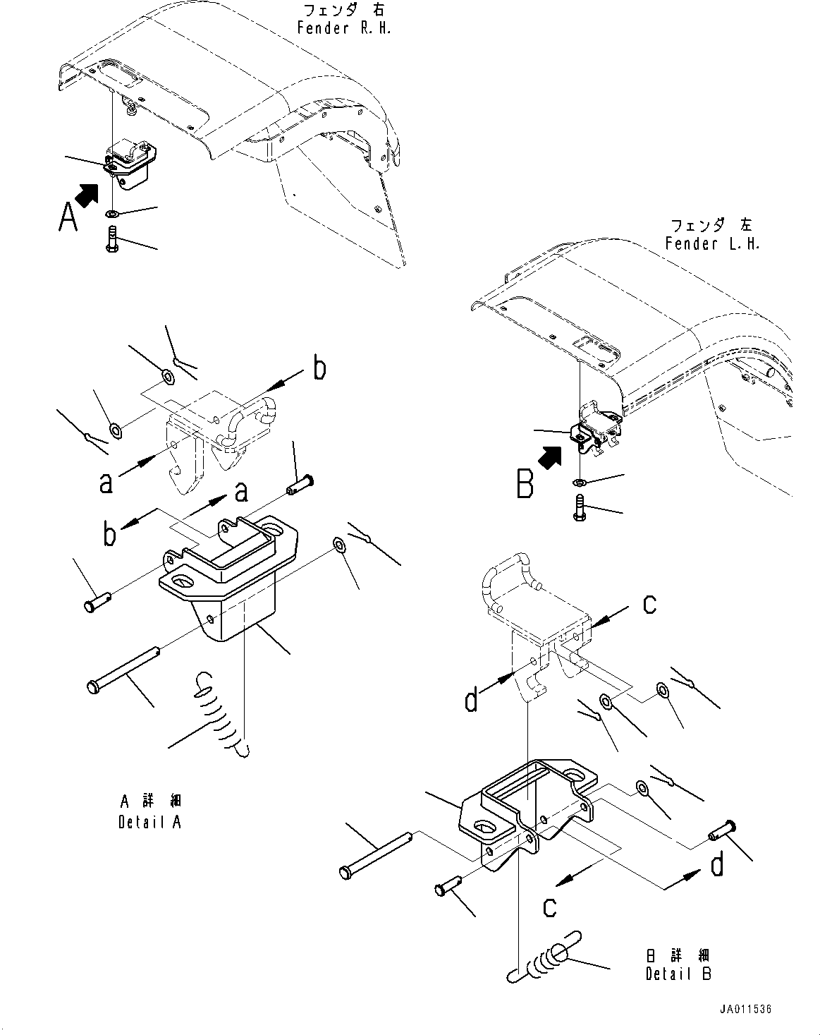 Wheel Loaders Komatsu / WA270-7 S/N 80001-UP(0000729C) / Rear Fender, Mounting (#80001-)(M012004 : M4200-007004)