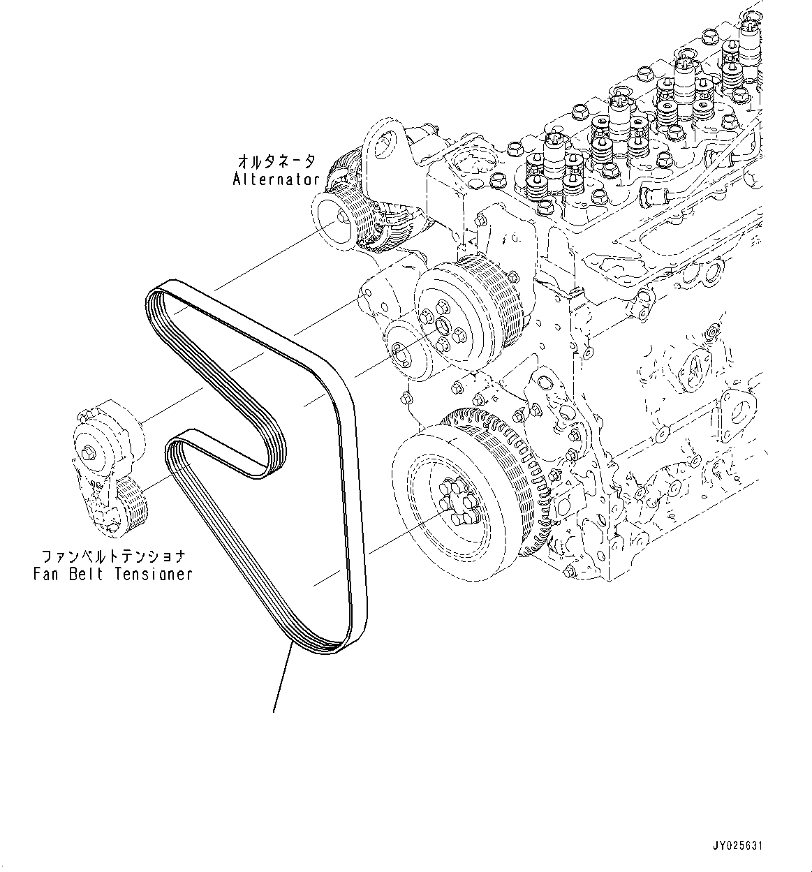 Engines Komatsu / SAA6D107E-2G S/N 26601326-UP (For WA270-7)(0000731C) / Cooling Fan Belt (#26644671-)(E003001 : AWP10-003001)