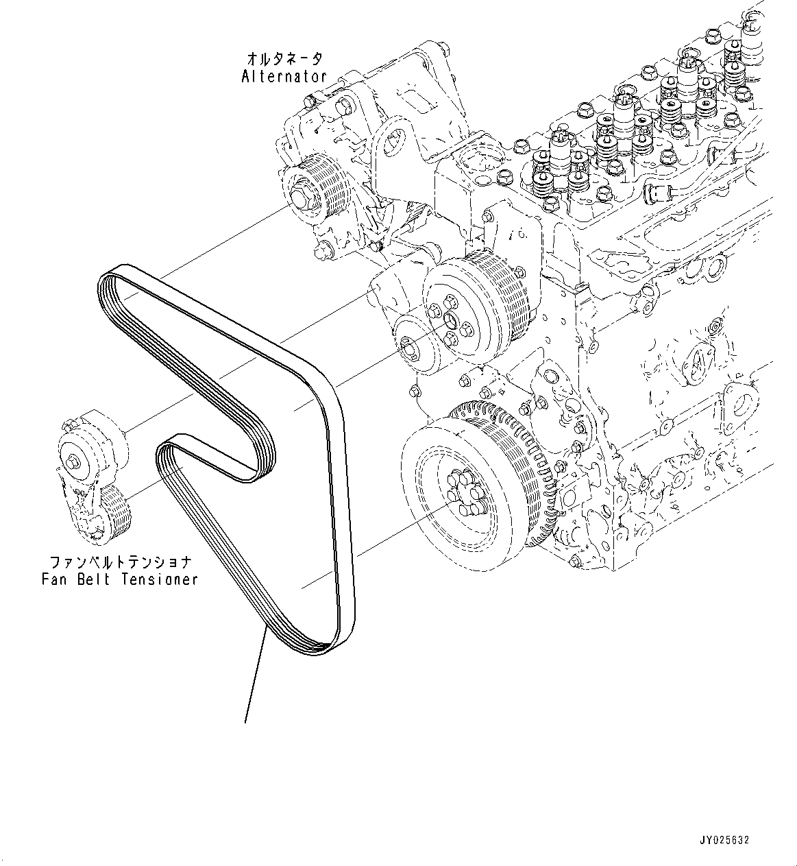 Engines Komatsu / SAA6D107E-2G S/N 26601326-UP (For WA270-7)(0000731C) / Cooling Fan Belt (#26601326-26644670)(E004001 : AWP10-002001)