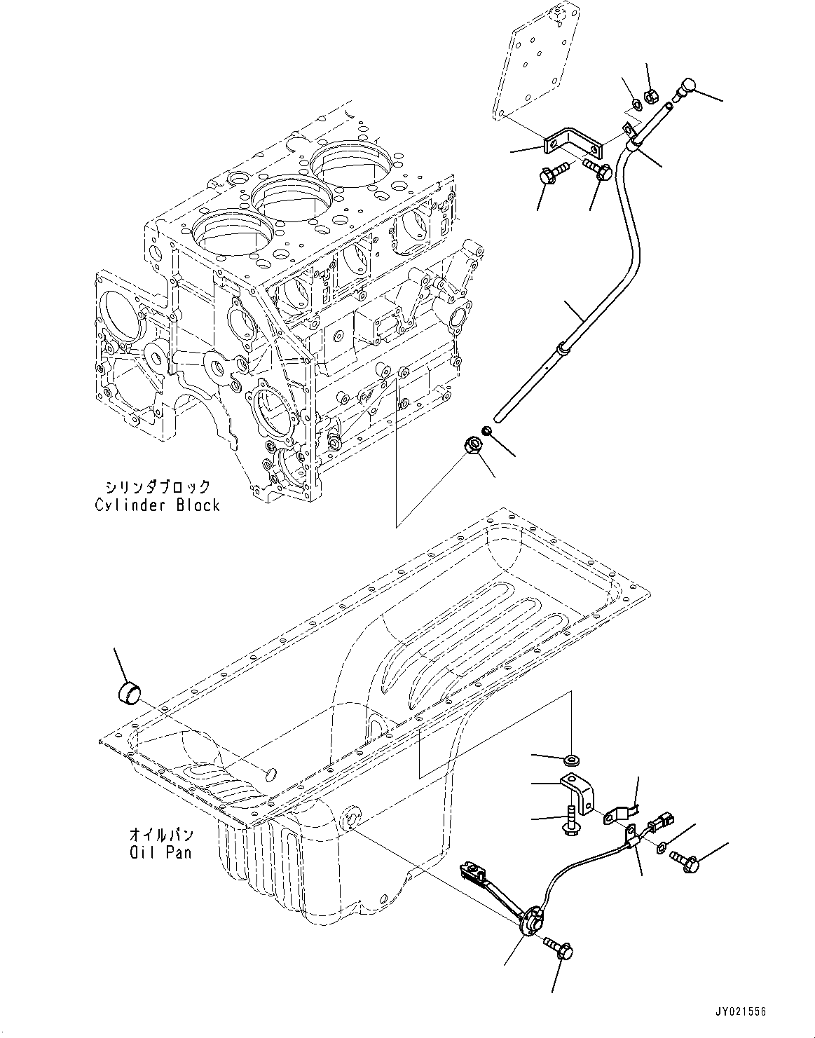Engines Komatsu / SAA6D140E-5RF S/N 632068-UP (For PC800-8R1/PC800LC-8R1/PC800SE-8R1/PC850-8R1/PC850SE-8R1)(0000735C) / Engine Oil Pan, Oil Level Gauge (#632068-)(B013002 : A2110-001002)