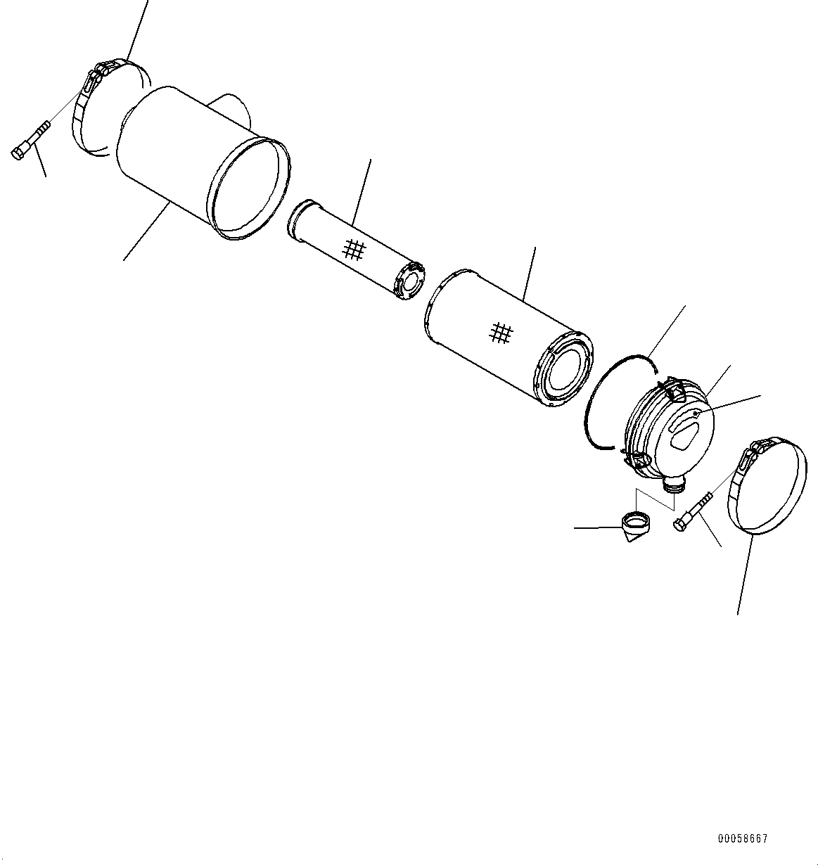 Excavators Komatsu / HB215LC-1M0 S/N 10001-UP(0000740C) / Air Intake Connector, Air Cleaner Related Parts (#10001-)(B006002 : B0200-003002)
