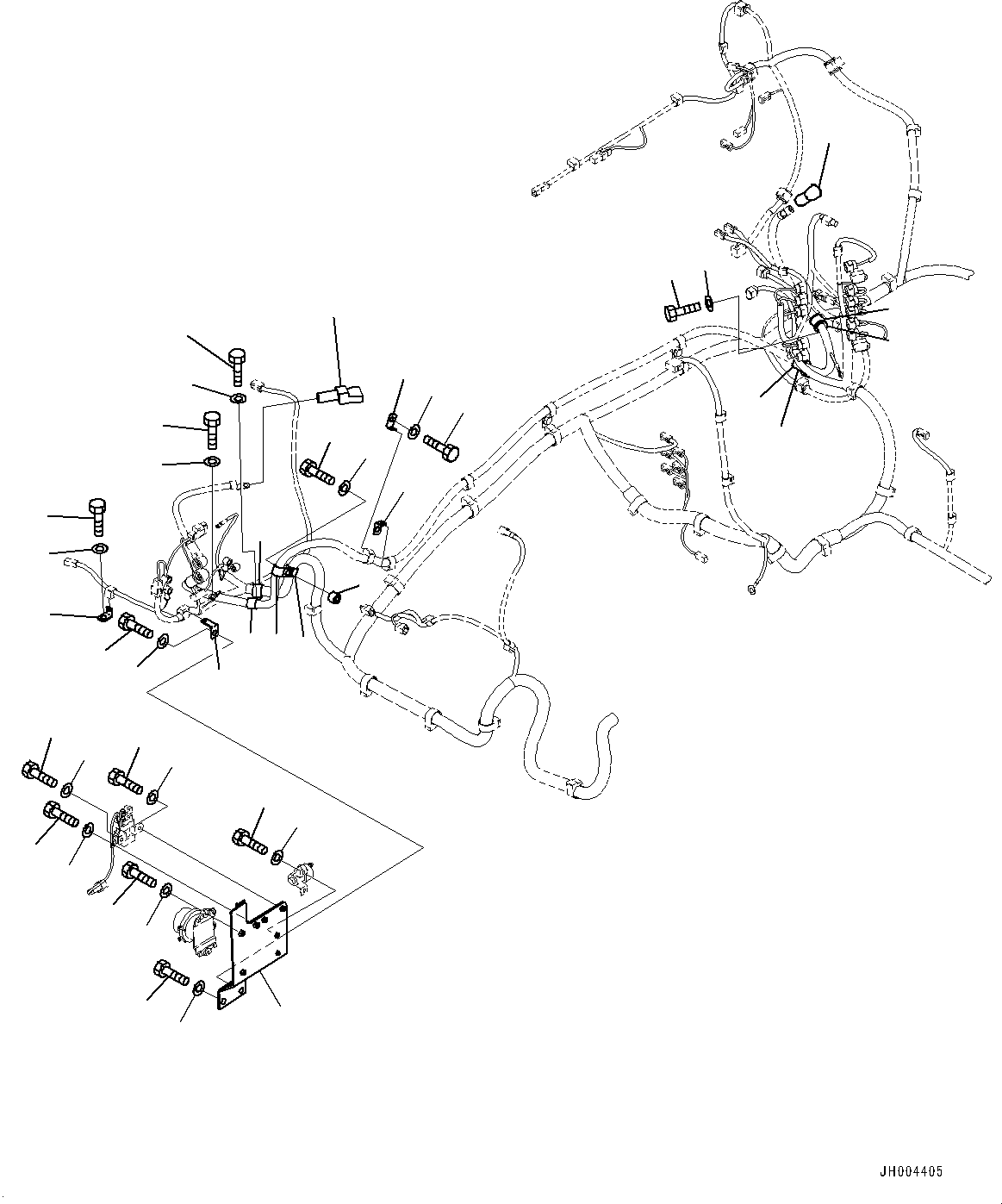Excavators Komatsu / HB215LC-1M0 S/N 10001-UP(0000740C) / Electric Wiring Harness, Starting Wiring Harness Clamp (#10001-)(E004001 : E0200-006001)