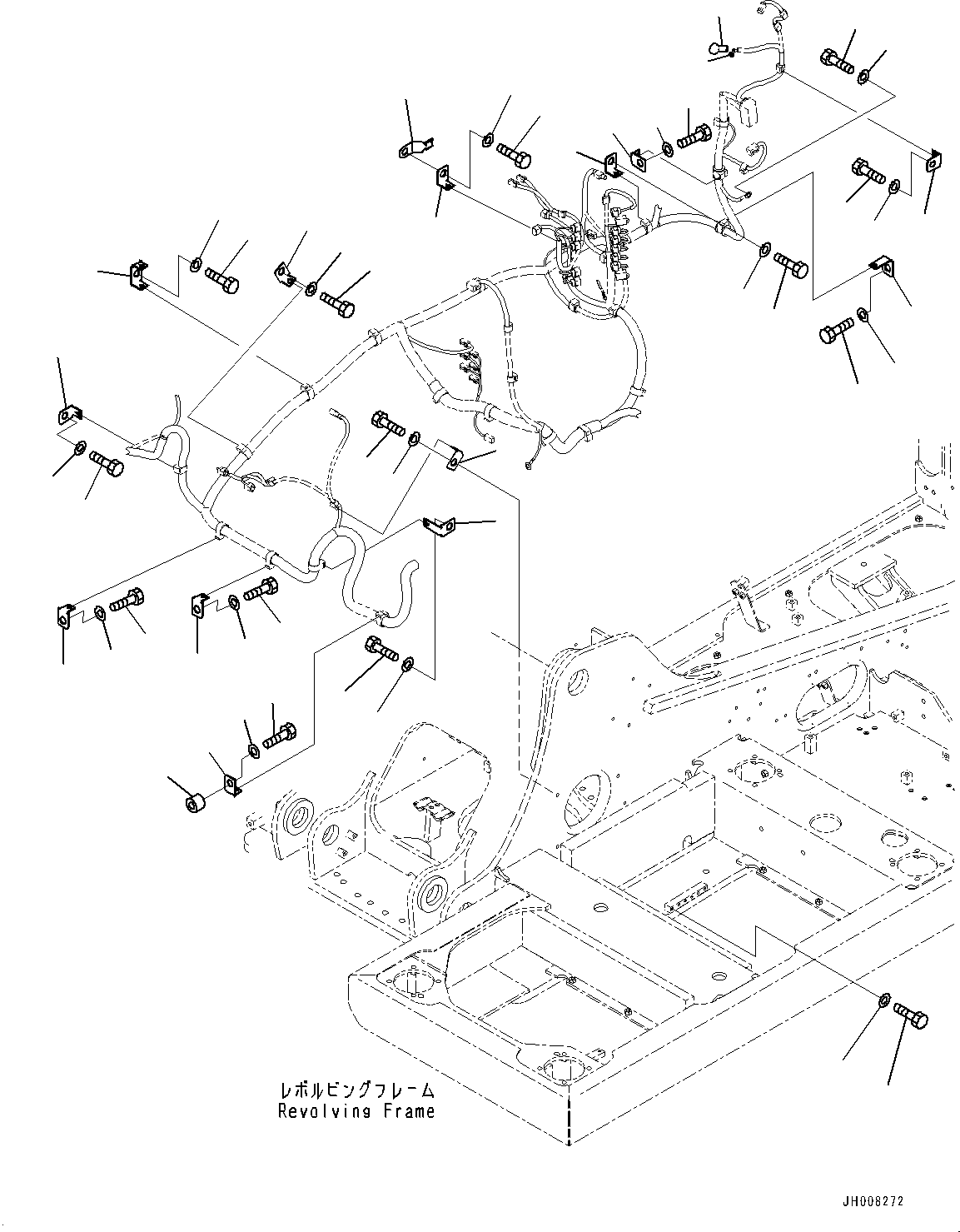 Excavators Komatsu / HB215LC-1M0 S/N 10001-UP(0000740C) / Electric Wiring Harness, Main Wiring Harness Clamp (1/2) (#10001-)(E004002 : E0200-006002)