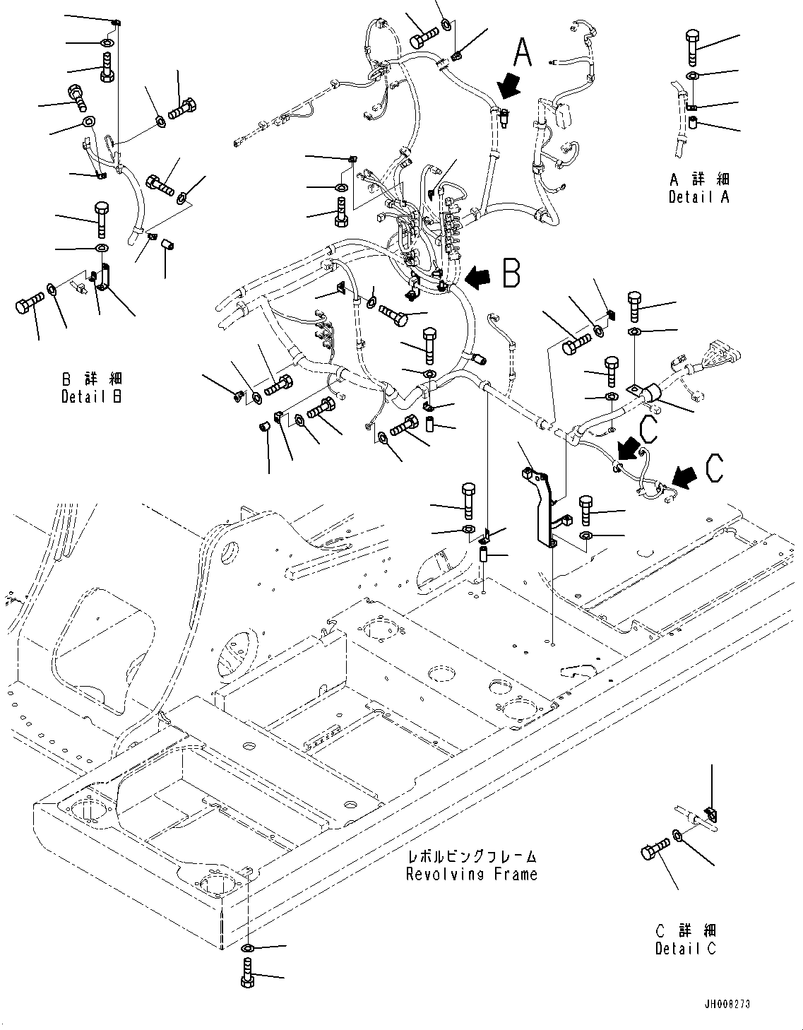 Excavators Komatsu / HB215LC-1M0 S/N 10001-UP(0000740C) / Electric Wiring Harness, Main Wiring Harness Clamp (2/2) (#10001-10023)(E003003 : E0200-005003)