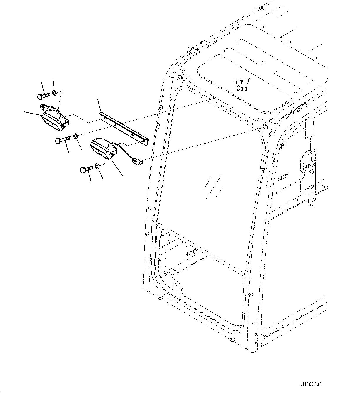 Excavators Komatsu / HB215LC-1M0 S/N 10001-UP(0000740C) / Additional Working Lamp (#10001-)(E005001 : E0310-006001)