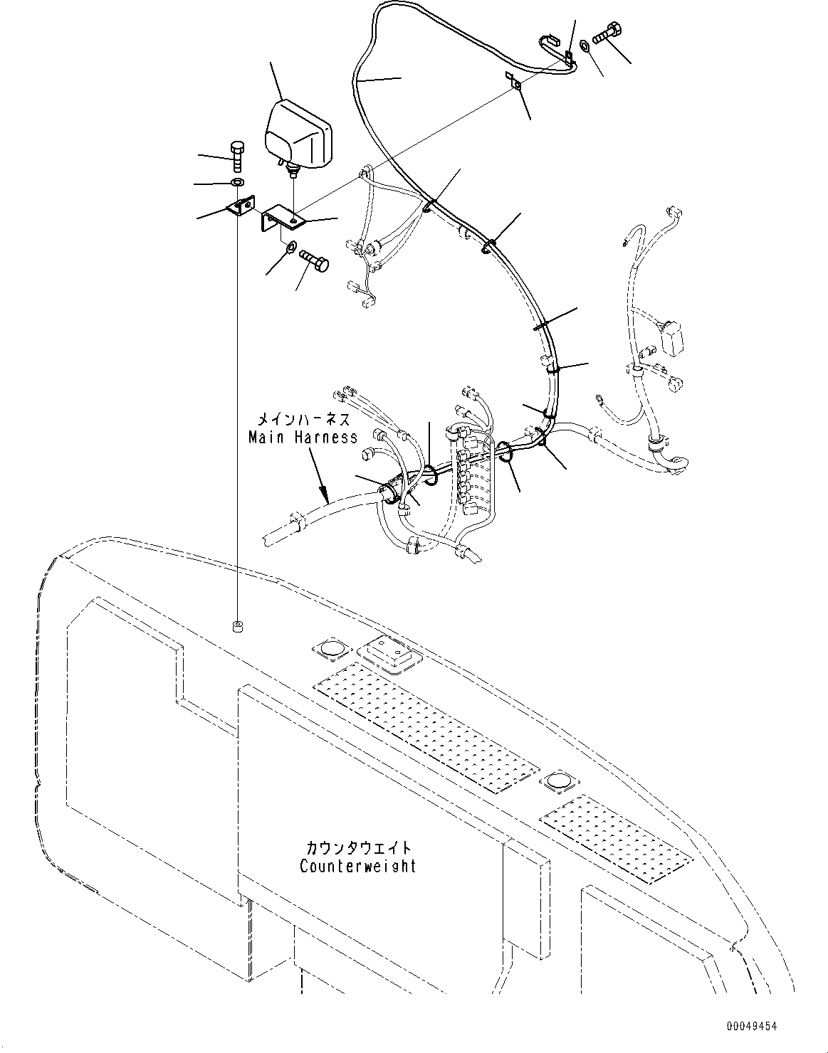 Excavators Komatsu / HB215LC-1M0 S/N 10001-UP(0000740C) / Additional Rear Working Lamp (#10001-10003)(E007001 : E0320-002001)