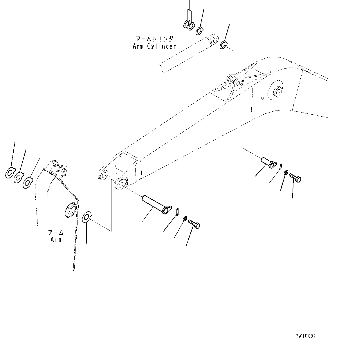 Excavators Komatsu / HB215LC-1M0 S/N 10001-UP(0000740C) / Boom, Top Pin and Bottom Pin (#10001-)(T003002 : T1110-038002)