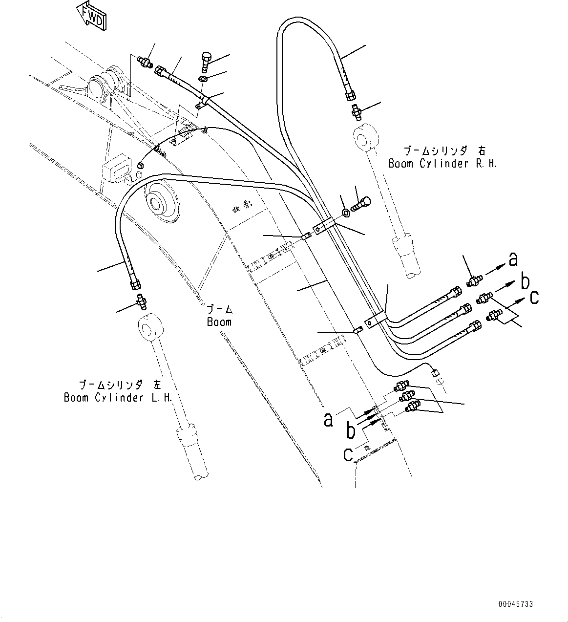 Excavators Komatsu / HB215LC-1M0 S/N 10001-UP(0000740C) / Boom, Lubrication Piping (#10001-)(T003005 : T1110-038005)