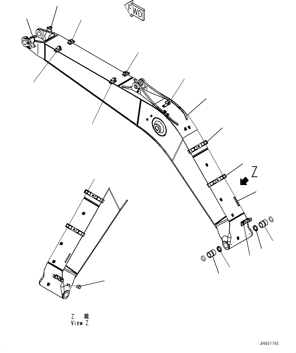Excavators Komatsu / HB215LC-1M0 S/N 10001-UP(0000740C) / Boom, Boom and Bushing (#10001-)(T002001 : T1110-041001)