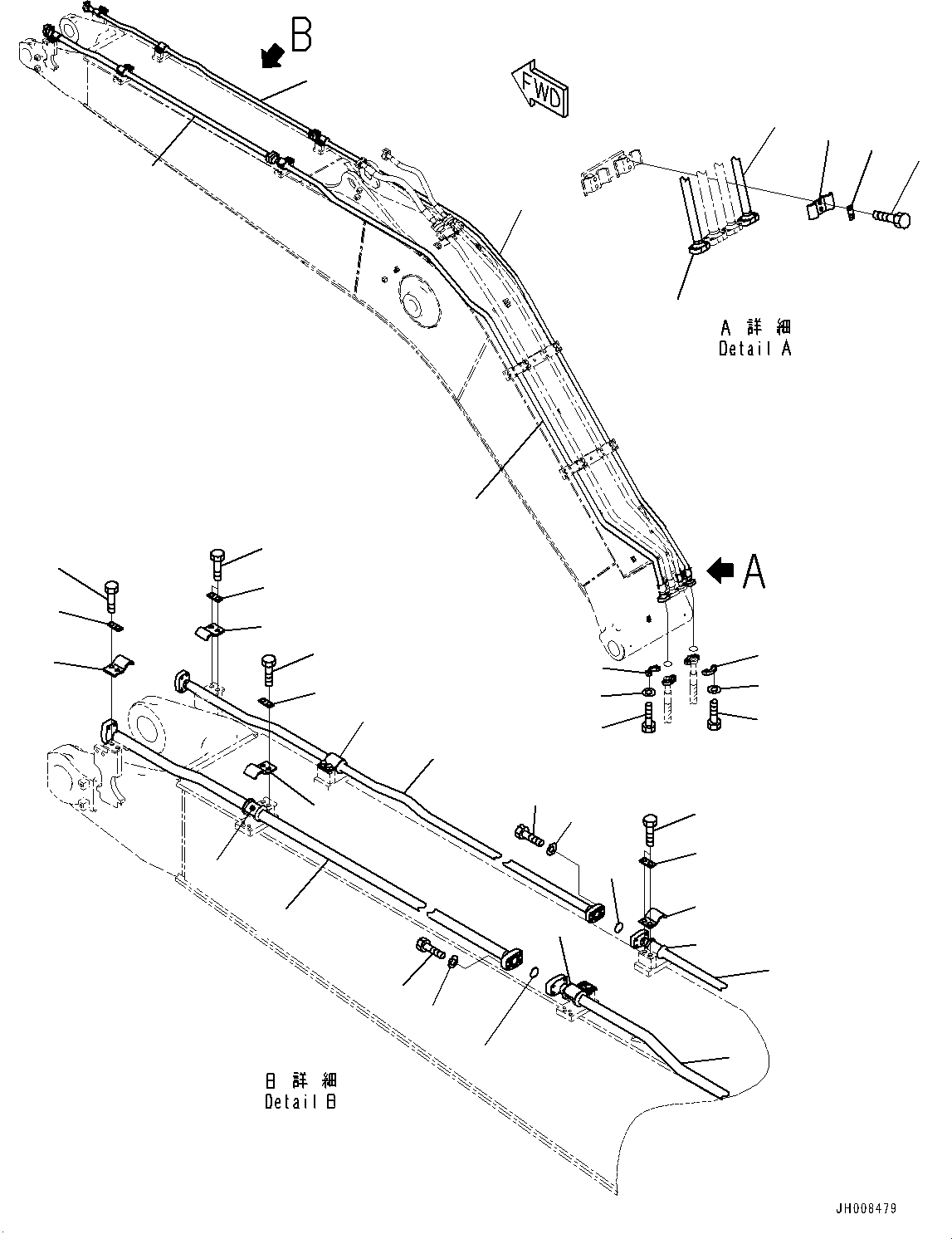 Excavators Komatsu / HB215LC-1M0 S/N 10001-UP(0000740C) / Boom, Bucket Cylinder Piping (#10004-)(T005004 : T1110-043004)