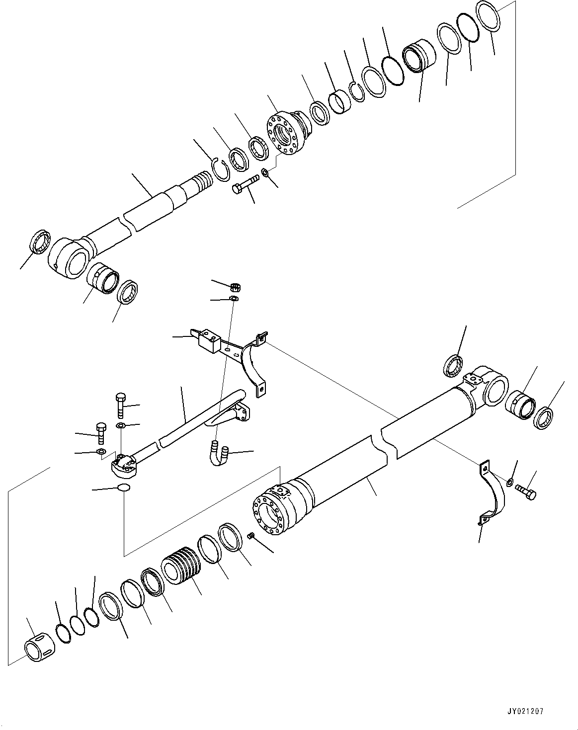 Excavators Komatsu / HB215LC-1M0 S/N 10001-UP(0000740C) / Boom Cylinder, L.H. (#10001-)(T008001 : T1120-011001)